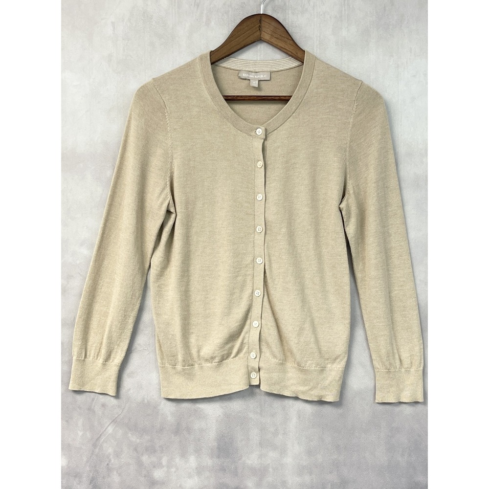 Banana Republic Womens Anna Cardigan Sweater Size M Silk Blend Preppy Old Money